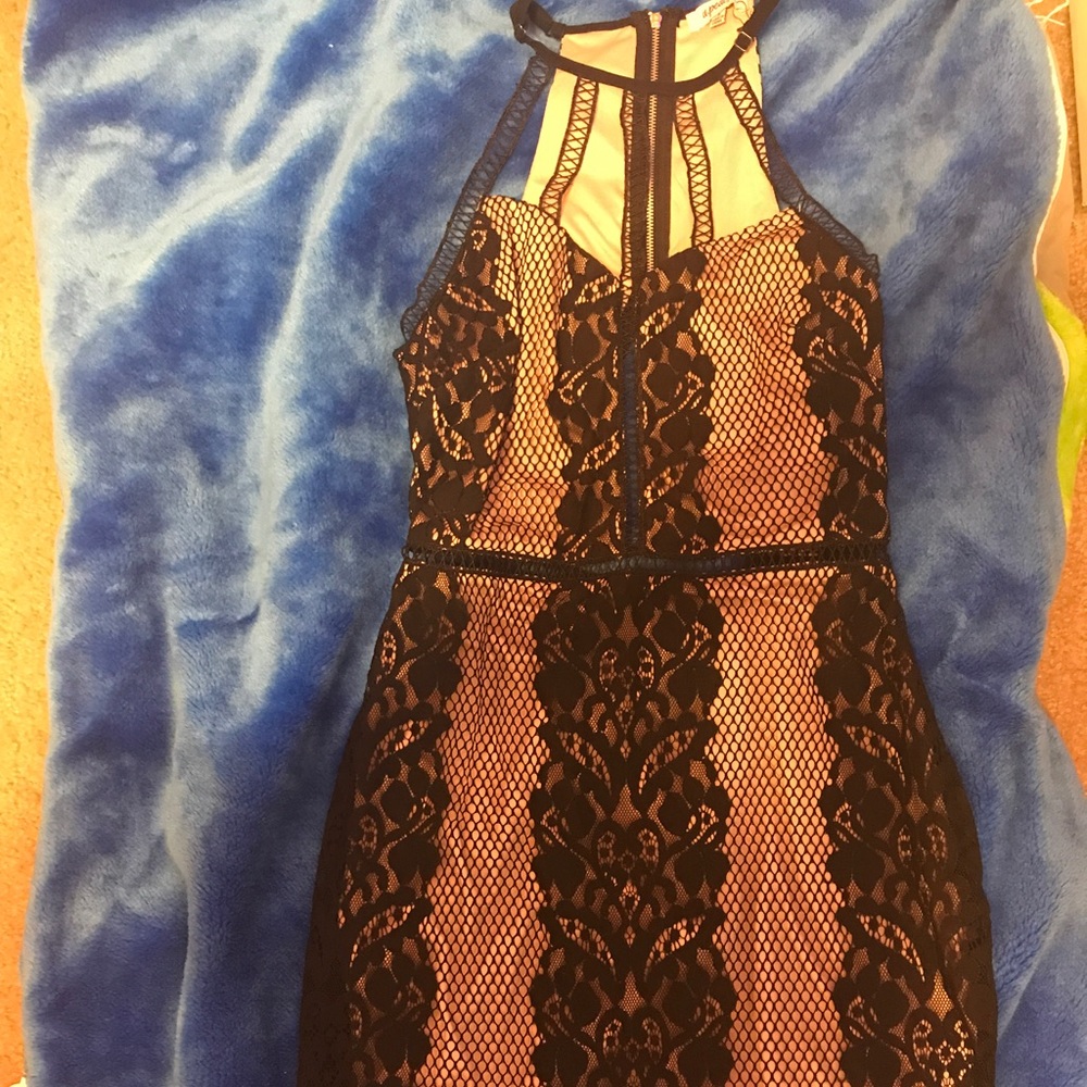 Black and Tan dress ( a. peach is the brand)